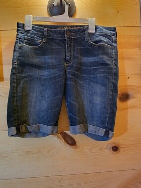 Arizona Jean Company Dark Blue Rolled-Hem Denim Bermudas